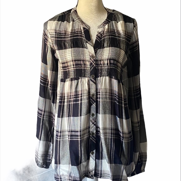 Knox Rose Tops - COPY - NWT-KNOX ROSE-PLAID LONG SLEEVE BABYDOLL T…